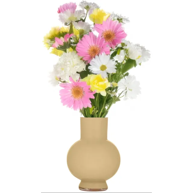 Hakbijl Glass Bloemenvaas Deborah - Beige - glas - D20 x H 26 cm
