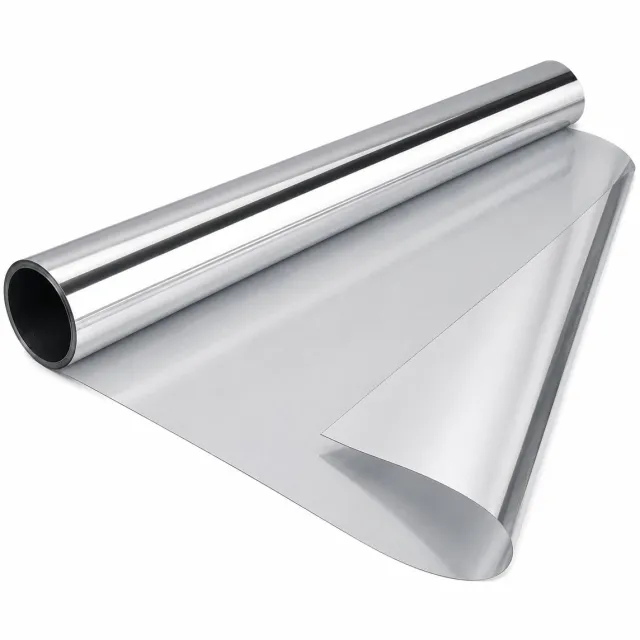 Bobypet Spiegelfolie Raam - 40x200cm- Raamfolie Zonwerend & Statische Raamfolie - Warmtewerende en UV-Werende Sichtschutzfolie voor Thuis en Kantoor-Zilver