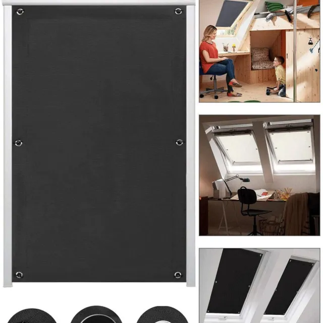 Bobypet Verduisteringsgordijn Dakraam - 2 Stuks - 60x93cm - Warmtewerende Zonwering - Geschikt voor M08/M06 Schroefdraad - Zonder Boren - UV-werend - Zwart