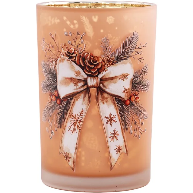 Clayre & Eef Waxinelichthouder Ø 12x18 cm Bruin Glas