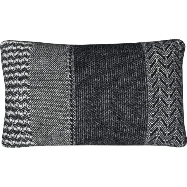 Malagoon Uptown wool cushion black rectangle Zwart, Grijs