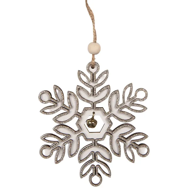 Clayre & Eef Kersthanger Sneeuwvlok 11x1x11 cm Wit Hout