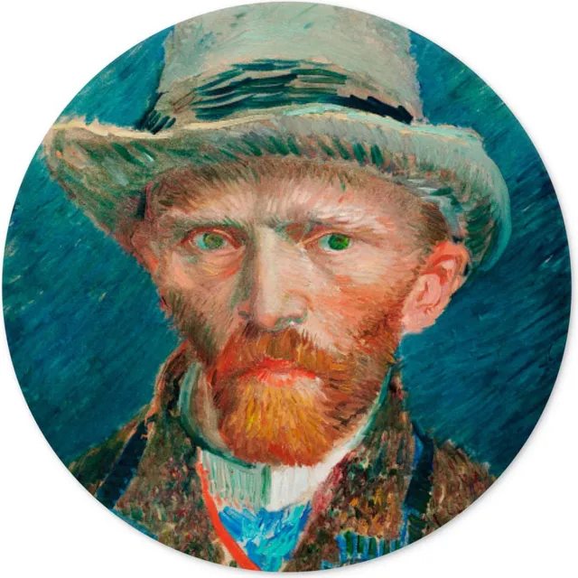 Wanderschoon Muurcirkel zelfportret Vincent van Gogh 60 cm - rond schilderij - wandcirkel Meerkleurig