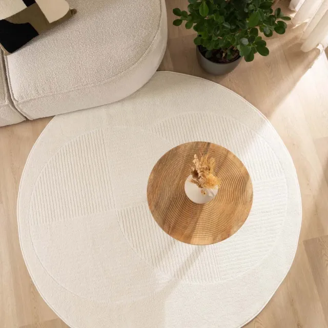 Nordic Weavers Scandinavisch vloerkleed rond - Contour Circle crème 160
