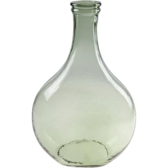 Cosy @ Home Fles model bloemenvaas/vazen van glas in het groen met Hoogte 34 cm en diameter 21.5/11 cm - Bloemen/boeketten