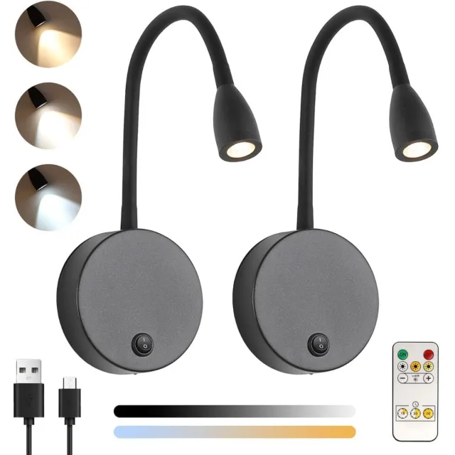 CRLYN® Bedlampjes Hoofdbord - Leeslampjes - Bedlamp Slaapkamer Volwassenen Zwart