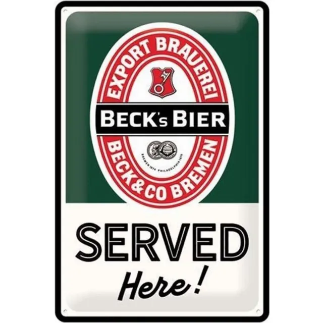 Nostalgic Art Merchandising Beck's Bier Served Here Metalen Bord - 20 x 30 cm multi