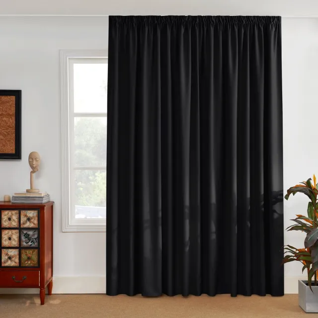 Nicetown Kant en klaar Gordijn - 95% Verduisterend - Met Plooiband - 300x260 cm - Zwart - 1 Stuk