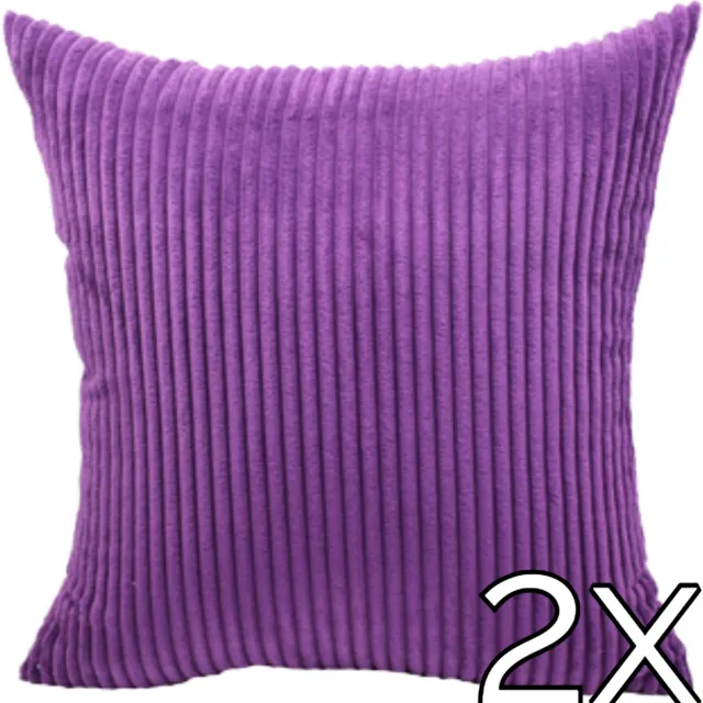 Mainius Kussenhoes Zachte Ribstof (2 stuks) - Dark Purple - 45x45 cm - Gestreept Corduroy Kussenhoes - Ribfluweel Kussen - Sierkussen Zonder Vulling - Bankkussen / Zetelkussen / Decoratiekussen - Vele diverse kleuren Donker Paars (2x)