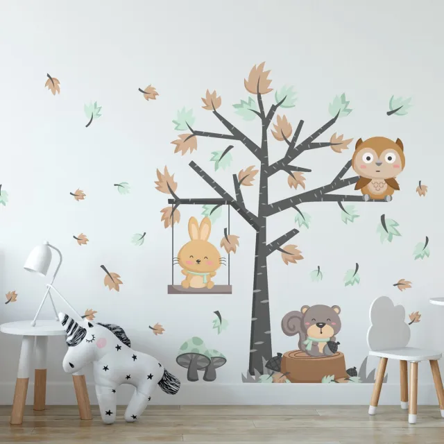 Ambiance Sticker Muurstickers - GEKKE BOSDIEREN - Zelfklevende stickers - 95x70cm Multi color