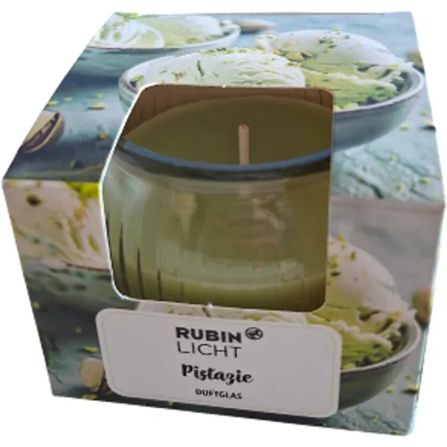 Rubin Licht Geurkaars in Glas Pistache - Rubin Licht | 1x 80g - Lente Zomer Geur | Brandduur: 18 uur Groen