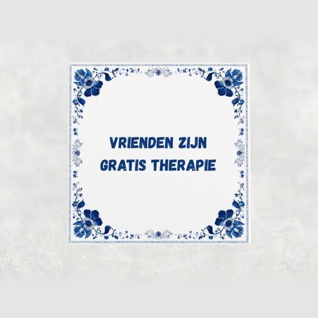 Voici Voilà Spreuk tegel 15x15 cm Vrienden zijn gratis therapie Wit met tekst