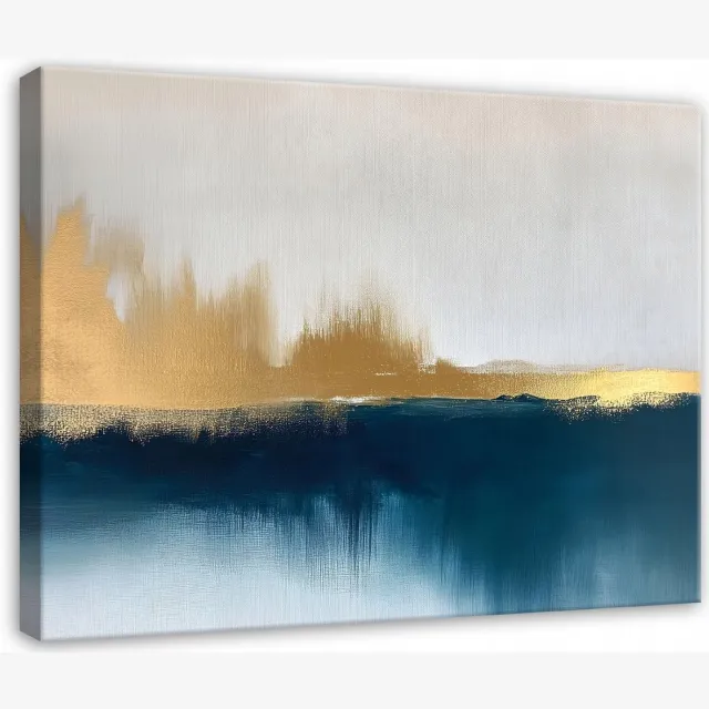 WALLARENA Canvas schilderij - 60x40 cm - abstracte grijs goud loft voor slaapkamer woonkamer op doek multikleurig