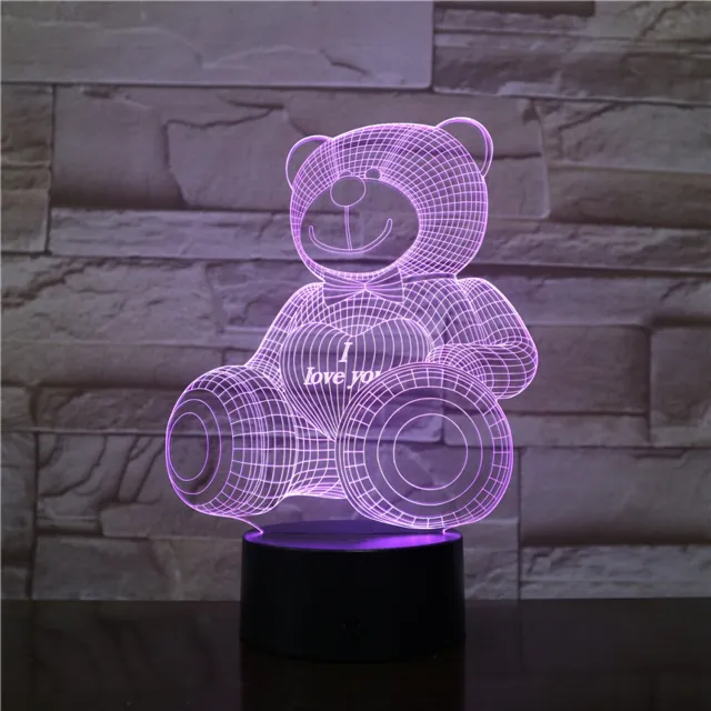 MC Living 3D Led Lamp Met Gravering - RGB 7 Kleuren - Teddy beer