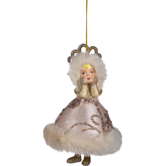 Goodwill M&G Kerstornament - Wintermeisje - crème - 14cm