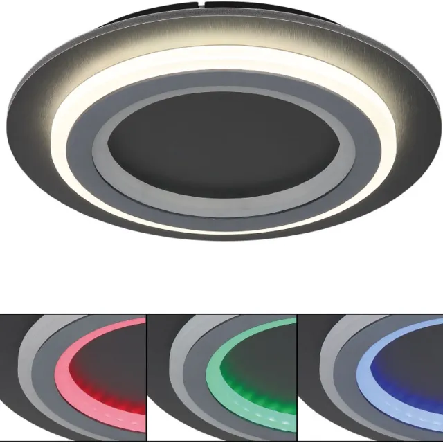 Globo Plafondlamp regenboogeffect dimmer eetkamerlamp LED kleurverandering, met afstandsbediening, 1x LED 18W 650Lm 3000-6500 Kelvin, D 34 cm Grijs