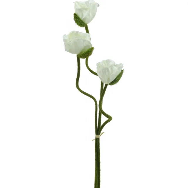 Viana Kunstbloem Kunstbloem Poppy Corn Rose Wit L55/60/70cm Set van 3