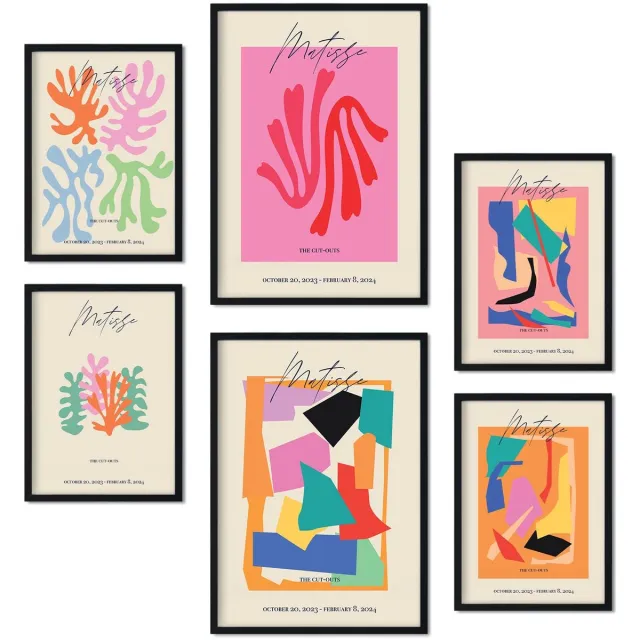 Ibenzoa Set van 6 Kunstposters voor Moderne Interieurdecoratie zonder Lijsten in A3 en A4 Formaat roze