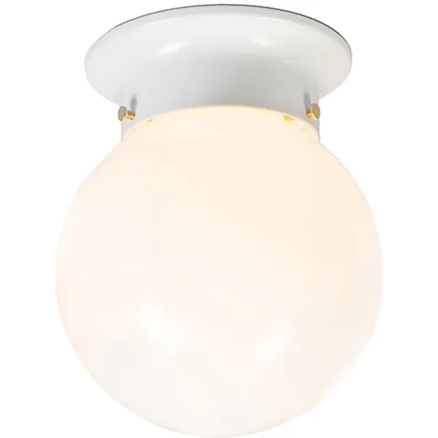 QAZQA Scoop - Retro Plafondlamp - 1 lichts - Ø 150 mm - Wit - Woonkamer | Slaapkamer | Keuken