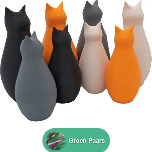 Lovora Mimi Vaas - 3D geprint - Kat - Groen / Paars - 20CM
