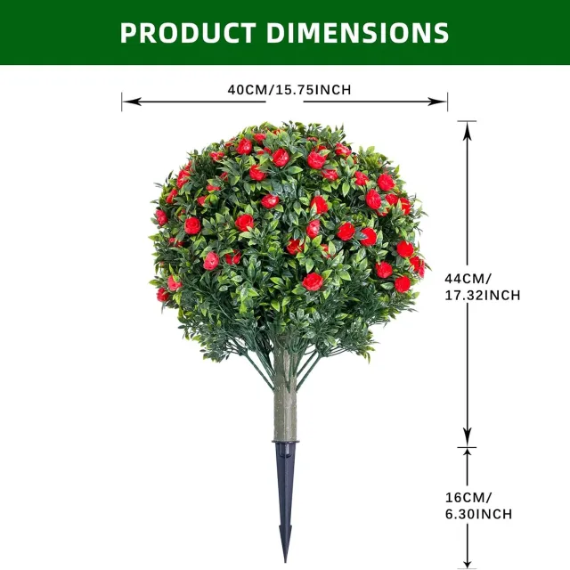 HOERFURIY Kunstbloemen met grondpen 60 cm - Set van 4 rode bloemen voor buiten, border en perk Rood