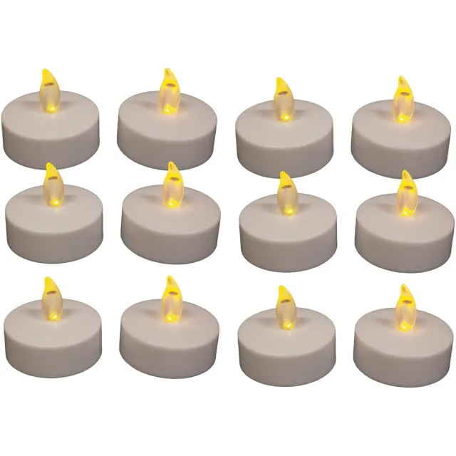 Anna's Collection Grote LED theelichtjes - 12x - wit - D6 x H4,5 cm - timer - waxinelichtjes - kaarsen
