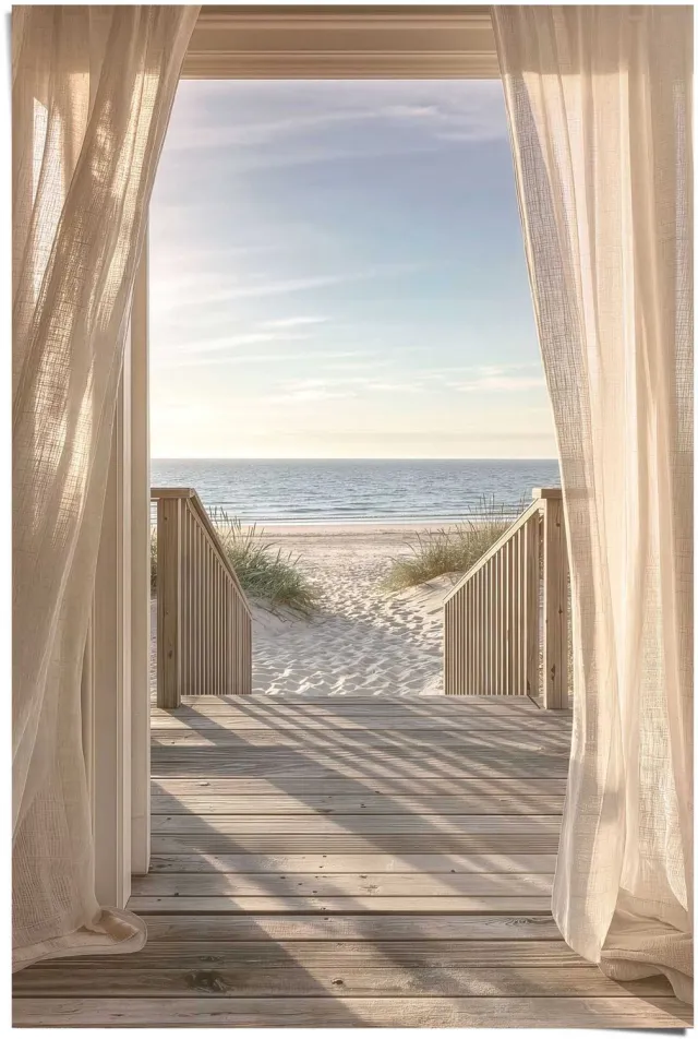 Reinders Poster Strandpad - 91,5 x 61 - Papier - REINDERS