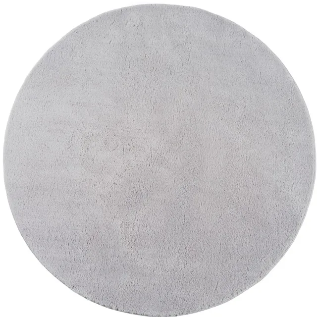 TapisTrend Harig tapijt Grijs 200 cm rond Effen, wasbaar, antislip vloerkleed met een zachte pool van 19 mm voor de woonkamer, slaapkamer en eetkamer