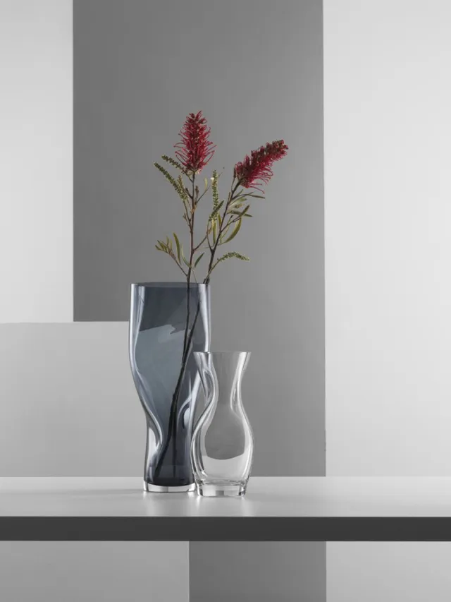 Lena Bergstrom Moderne Kristallen Vaas 'Squeeze' Handgemaakt - Blauw - Voor Binnen - Staand