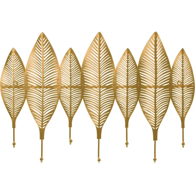 QUVIO Wand kapstok - Kledingrek - Kapstokhaak - Kleerhanger - Kapstok hangend - Kapstok wandkapstok - Kapstokhaken - 7 Veren en 7 haken Goud