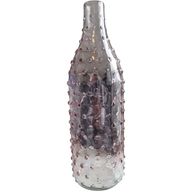 mmdeco Flesvaas – Rose– 3D Glas – Met Glasbubbels – 8×8×28 cm