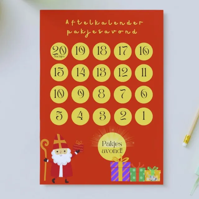 LittleConcept.Store Sinterklaas - Aftelkalender 5 december - A4 Geel