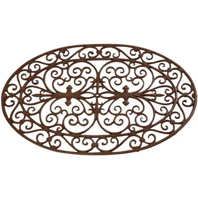 Esschert Design Deurmat - ovaal - gietijzer - Victoriaans patroon - 60 x 34 cm Bruin
