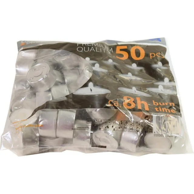 Cosy&Trendy Theelicht - Met Huls - 8 uren - Wit - Set-50 Zilver