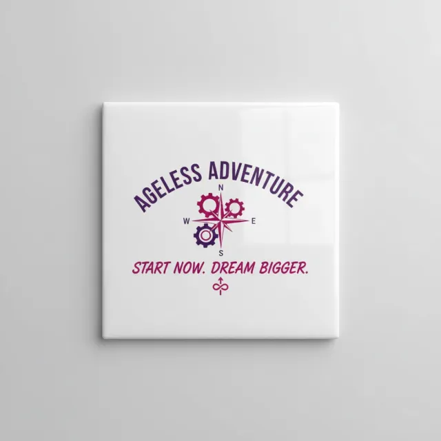Nevolis Inspirerende Quote Keramische Tegel “Ageless Adventure – Start Nu, Droom Groter” – Motiverende Wanddecoratie – Decoratieve Tegel 15 × 15 cm Multi Color