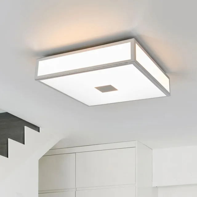 Lindby Plafondlamp badkamer - 2lichts - Acryl, metaal - H: 8 cm - E27 - opaalwit, chroom