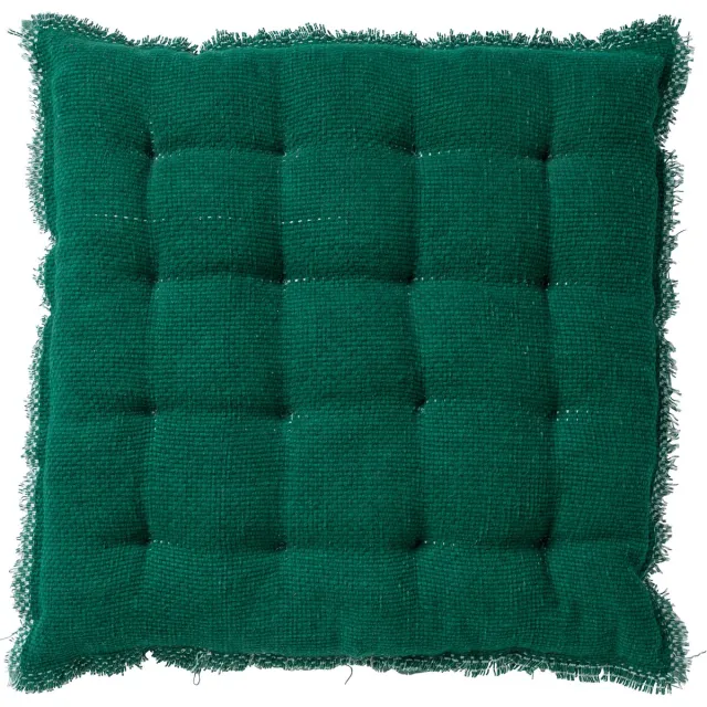 Dutch Decor BURTO - stoelkussen 40x40 cm - gewassen katoen - Galapagos Green - groen - Zitkussen Donkergroen