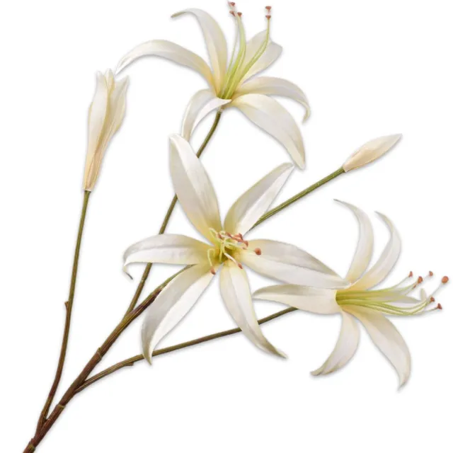 Silk-ka Kunstbloem-Zijde Bloemen Lelie Steel Creme-Geel 80 cm