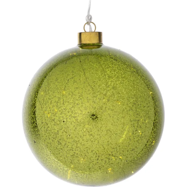 dekoratief Hanger kerstbal, groen, glas, LED, 15x15x15cm | A249069