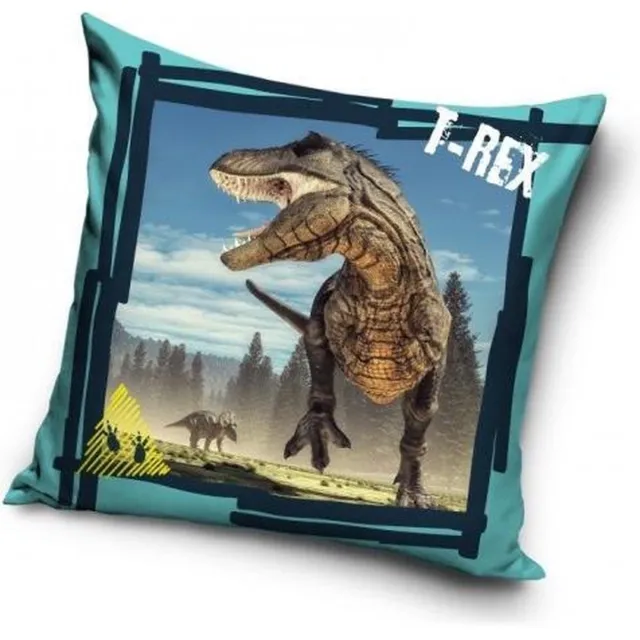 Kadododo Dino Sierkussen-hoes- niet gevuld- 2 kanten print- ritssluiting. 40x40 cm groen