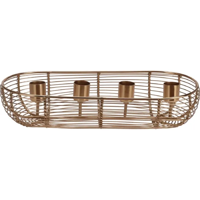 H&S Decoration Kandelaar - goudkleur - kaarsenhouder - kaars - geschikt voor 4 kaarsen - Breedte 12 cm lengte 28 cm