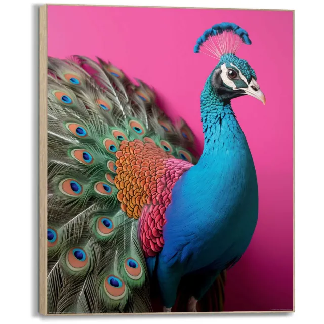 Reinders Schilderij Pink Peacock - 40 x 50 - Hout - REINDERS