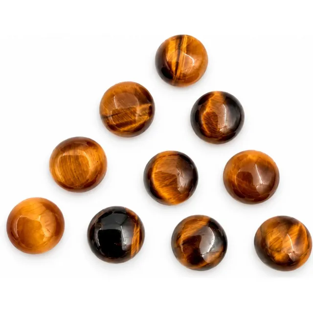 Winkrs Tijgeroog Cabochons 6 mm – Ronde Natuurstenen – Bruin – 10 Stuks Tijgeroog 6MM