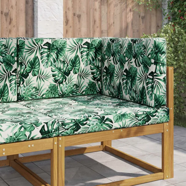 vidaXL Buiten bankkussen Stof Bladpatroon 80 x 80 cm Bladpatroon Wit