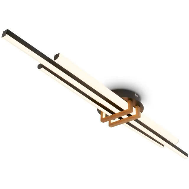 B.K.Licht Briloner TINKA - LED Plafondlamp - 3951035 - Lichtkleur warm wit - Hoekprofielen - 98 x 16 x 6,6 cm - Zwart-Hout