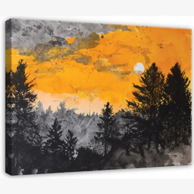 WALLARENA Schilderij op canvas - 60x40 cm - abstract landschap met beton - Geschikt voor slaapkamer en woonkamer Veelkleurig