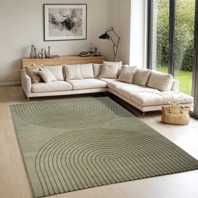 the carpet Elisa – zacht hoogpolig woonkamer vloerkleed, modern design tapijt met geometrisch patroon, groen, 160 x 220 cm