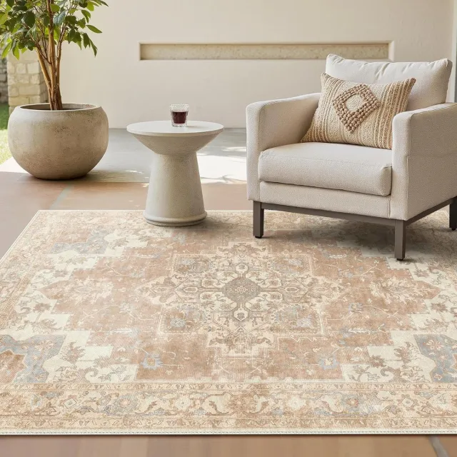 GENIMO Tapijt voor Woonkamer, Machinewasbaar Vintage Tapijten met antislip achterkant, Vloerkleden voor slaapkamer, eetkamer, ingang, hal, Oranje,160X230CM