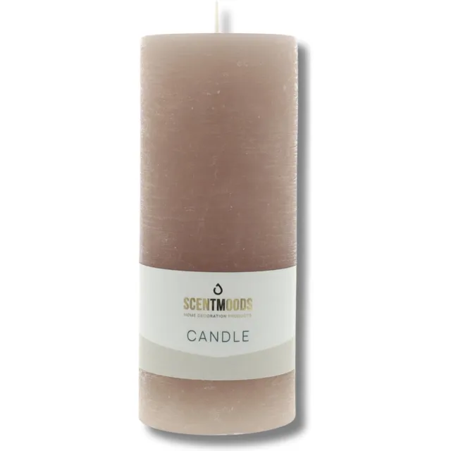 Scentmoods Rustieke kaars - Stompkaars - Dinerkaars -Taupe - 6,3x15cm - 45 Uur