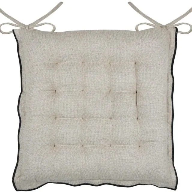 Stof Stoelkussen - Geknoopte kussen voor stoel, ALINE, 38 x 38 cm Beige